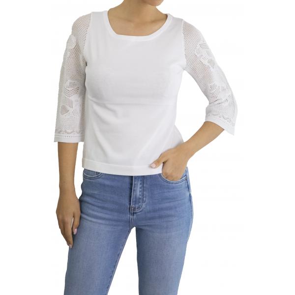 Maglia con manica con dettagli ricamati 3/4